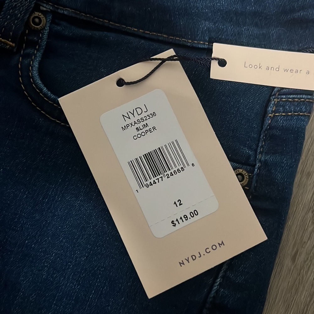 NYDJ Slim Cooper Jeans - Size 12, Dark Wash NWT - Picture 6 of 11